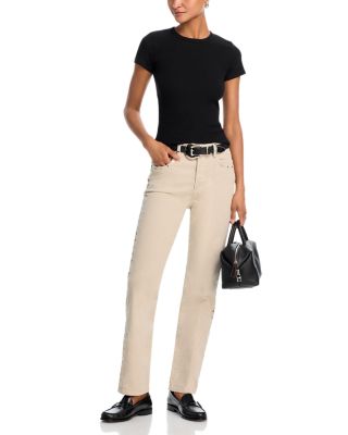 70&#39;s Studded Stovepipe High Rise Jeans in Vintage Pearl Stud