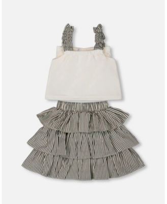 Girls' Bow Top and Ruffled Skirt Set - Little Kid