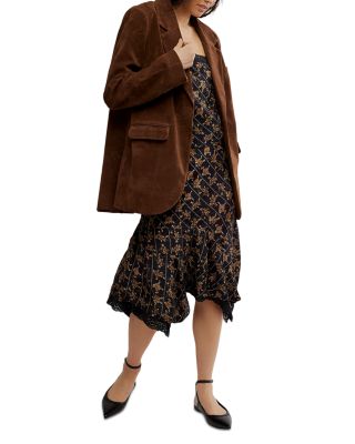 Paper Cut Faux Suede Blazer