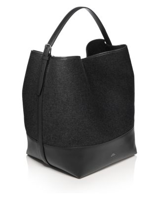 Doubl&eacute; Belted Wool and Leather Trim Tote