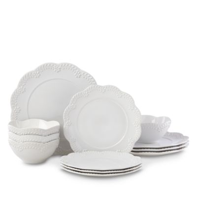 Lenox - Lenox Chelsea Muse Floral White 12 Piece Dinnerware Set