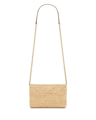 SAINT LAURENT Cassandre Chain Pouch In Raffia | Bloomingdale's
