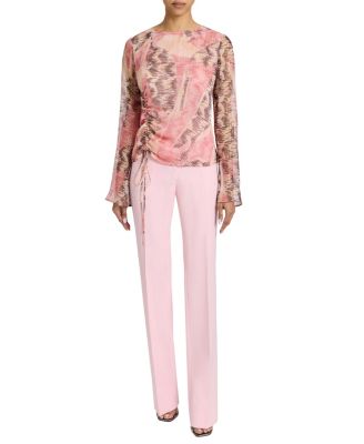 FABI Long Sleeve Top in Printed Silk Chiffon