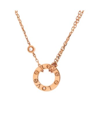 Pre-Owned Cartier - 2 Diamonds Love Pendant Necklace 18K Rose Gold and Diamonds