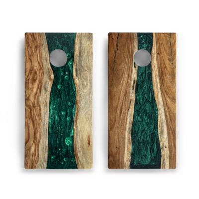 2ft x 4ft River Epoxy Resin with Live Edge Acacia Pathfinder ART Cornhole Boards