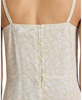 Davin Sleeveless Asymmetric Fit and Flare Midi Dress in Cotton Seersucker