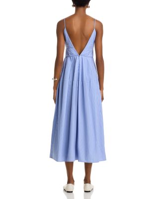 Basque Stripe Midi Dress