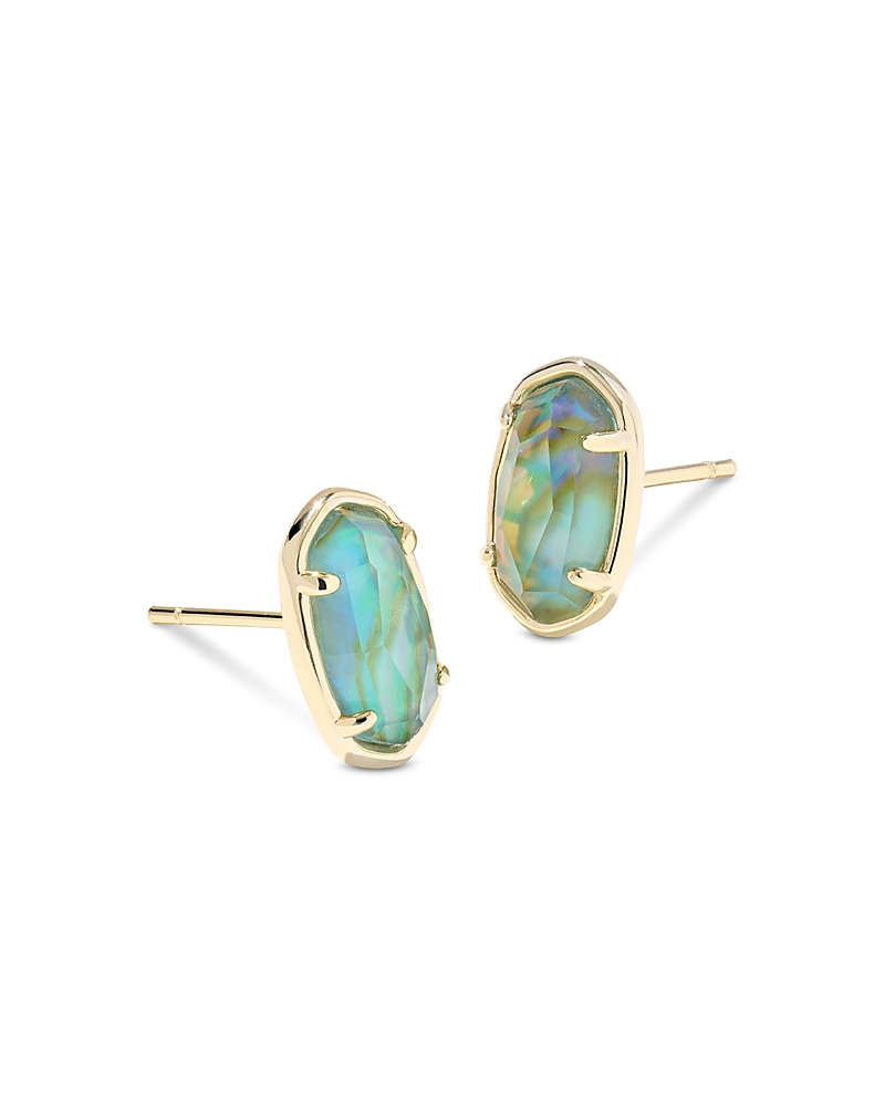 Kendra Scott Drusy Stone Oval-shape Button Earrings In Gold