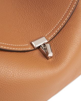 T-Lock Grained-Leather Top Handle Bag in Tan