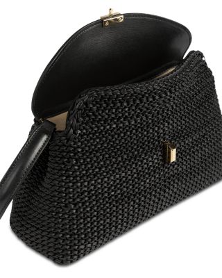 T-Lock Woven Leather Convertible Clutch in Black