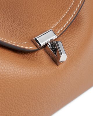T-Lock Grained-Leather Convertible Clutch in Tan