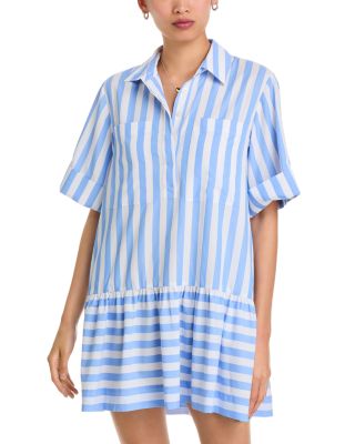 SIMKHAI - Striped Flounce Hem Mini Dress