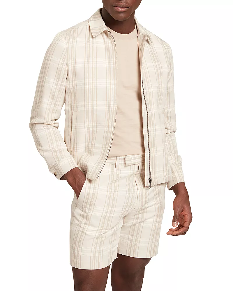 Ted Baker Arrigoh Checked Cotton & Linen Harrington Jacket