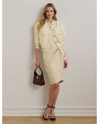 Linen Blend Twill Wrap Skirt