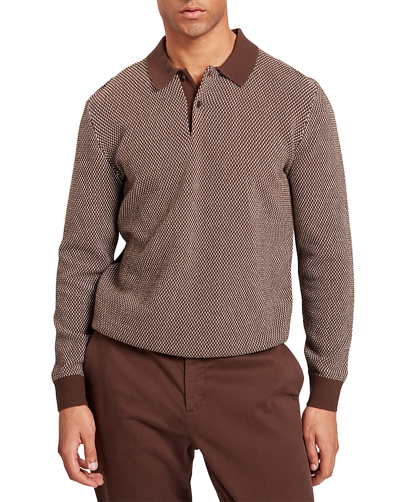Ted Baker Ardo Textured Front Knitted Polo Shirt In Brown