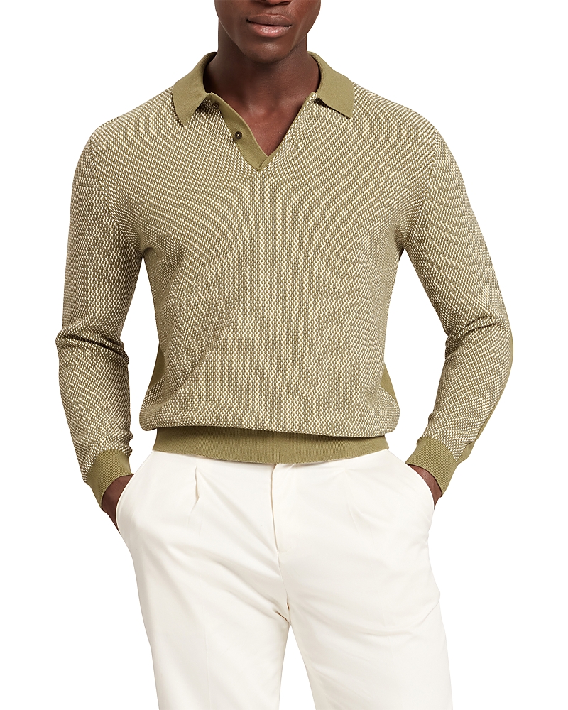 Ted Baker Ardo Textured Front Knitted Polo Shirt In Green