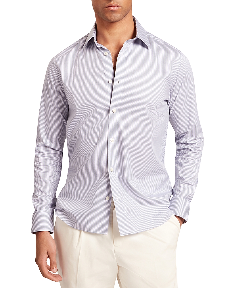 Ted Baker Arbery Fine Pinstripe Cotton Shirt In Blue