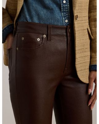 High Rise Lambskin Straight Ankle Pant