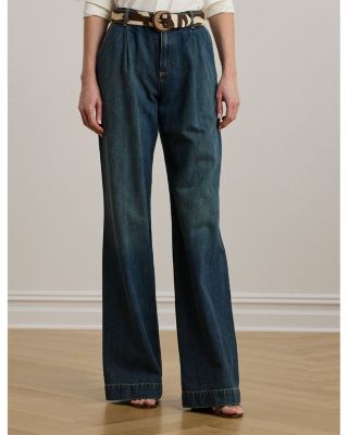 High Rise Pleated Wide Leg Jean