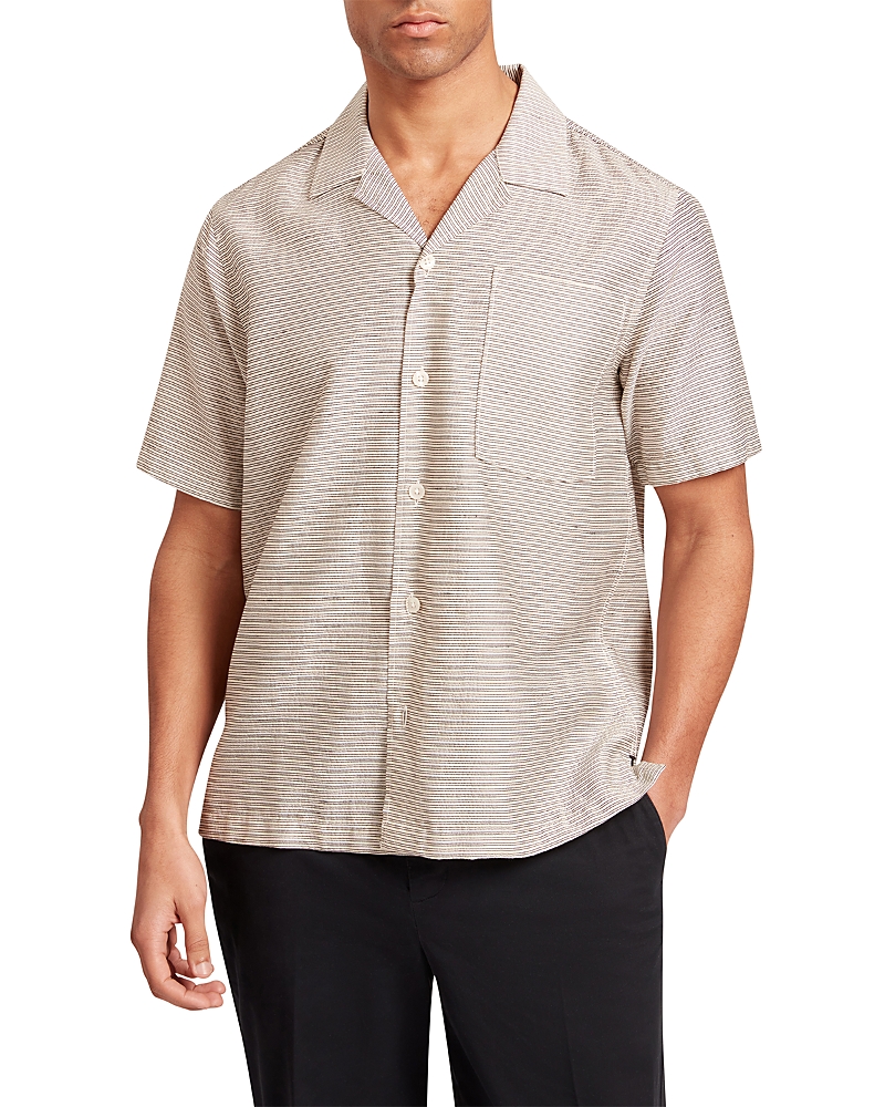 Ted Baker Wicck Relaxed Textured Stripe Shirt In Gray