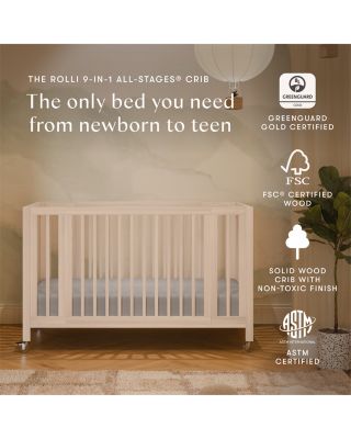 Rolli 9 in 1 Convertible All Stages&reg; Crib with Bassinet & Toddler Bed Conversion Kits