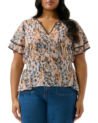 Estelle Plus - Bellarosa Floral V Neck Top