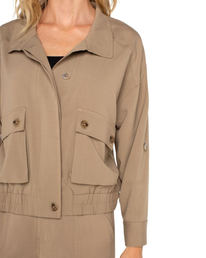 Elasticized Hem Utility Jacket