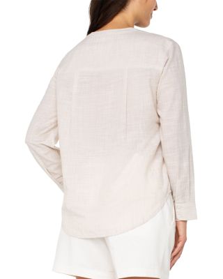 Long Sleeve Button Front Woven Top
