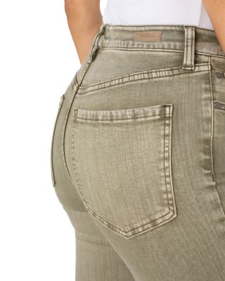 Hannah High Rise Cropped Flare Leg Jeans in Mineral Laurel Olive