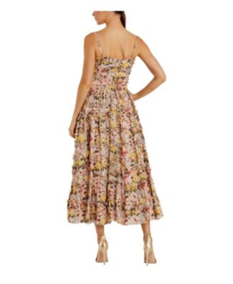 Floral Print Ruffle Tiered Midi Dress