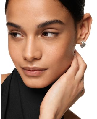 DY Mercer Double Hoop Huggie Earrings in Sterling Silver, 7.8mm