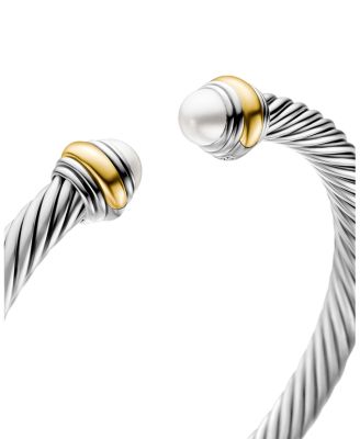 Cable Classic Bracelet with Cultured Freshwater Pearl and 14K Gold, 5mm