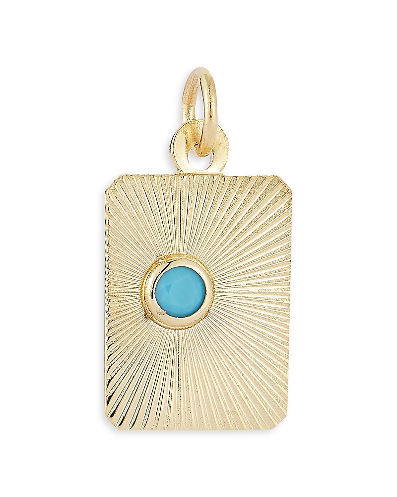 Moon & Meadow 14k Yellow Gold Turquoise Sunray Dog Tag Pendant