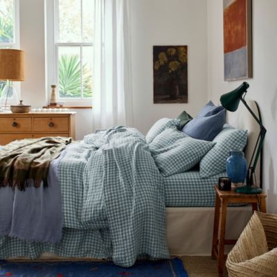 Gingham Linen Duvet Cover, King