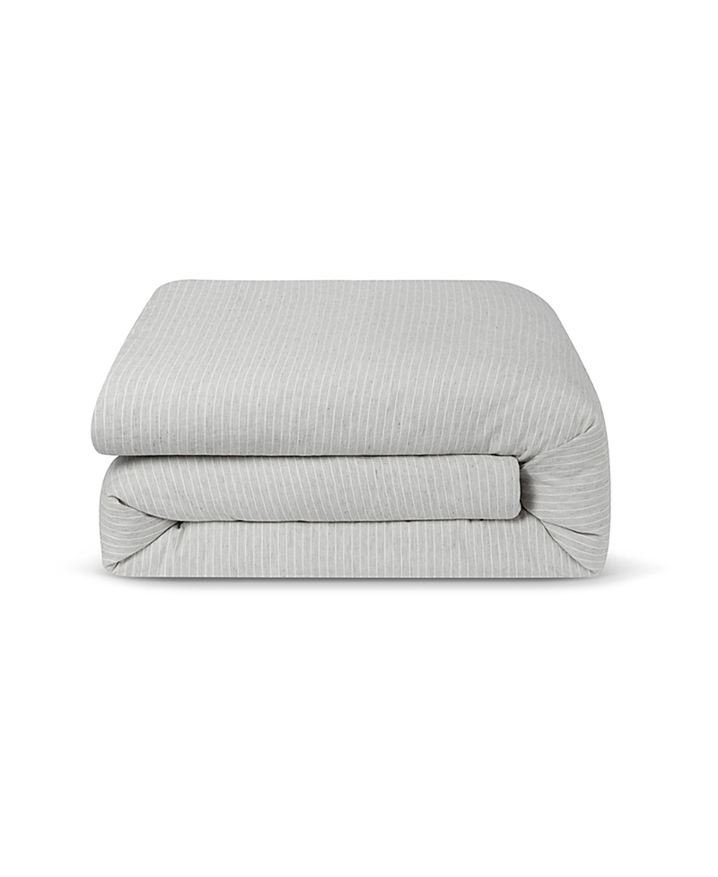 Piglet In Bed Stripe Linen Blend Duvet Cover, Twin In Gray