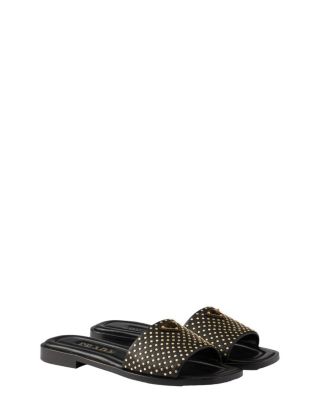  Women's Nappa Leather Slides with Studs