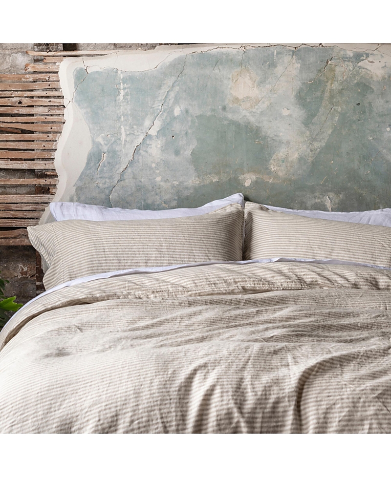 Piglet In Bed Stripe Linen Duvet Cover, King In Neutral