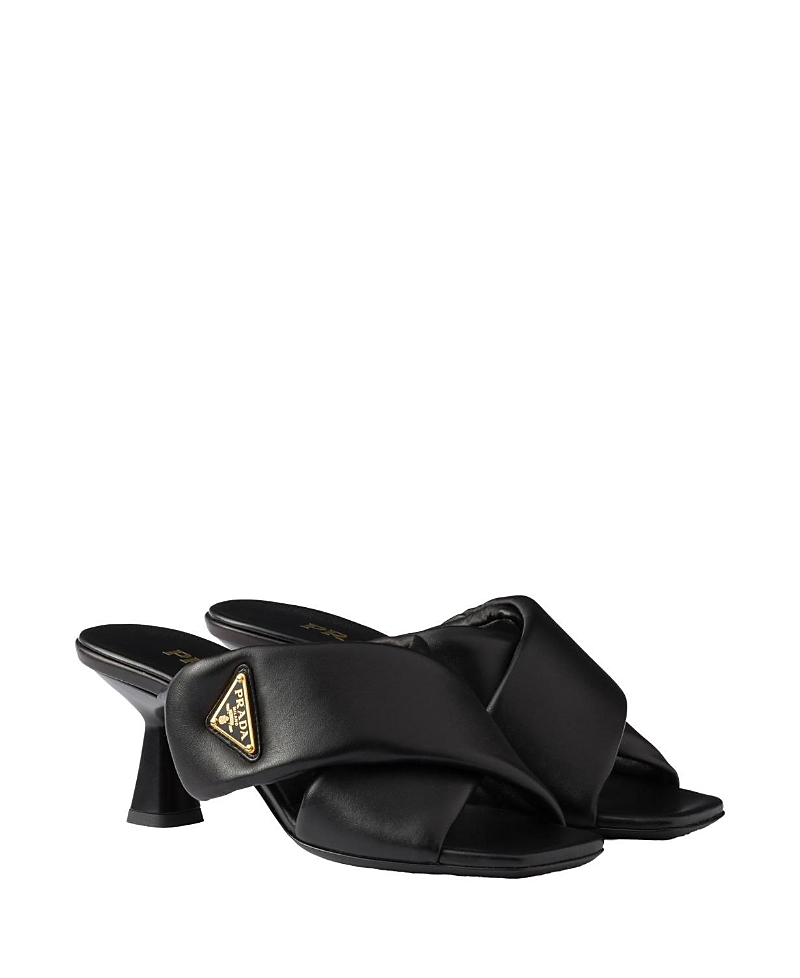 Prada Pantoletten Criss Cross 65 Aus Leder