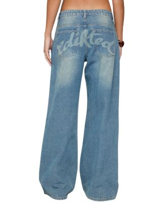 Graphic Vintage Washed Low Rise Light Rinse Wash Jeans