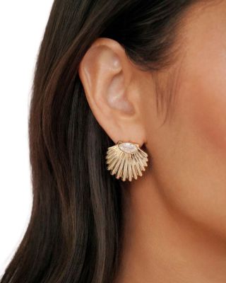 Santorini Cubic Zirconia Shell Statement Stud Earrings