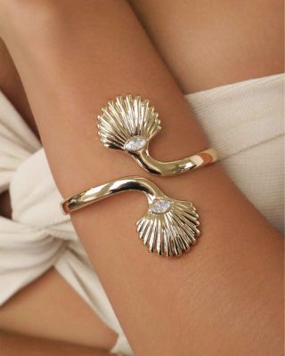 Santorini Cubic Zirconia Shell Cuff Bracelet