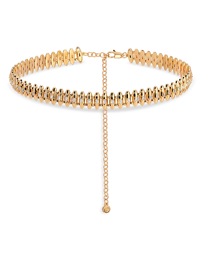 Ettika Oval Dome Baguette Chain Necklace In Gold