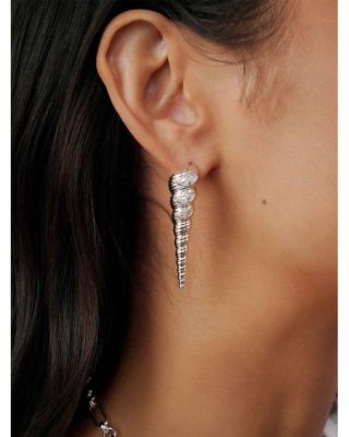 Cubic Zirconia Capri Shell Linear Drop Earrings