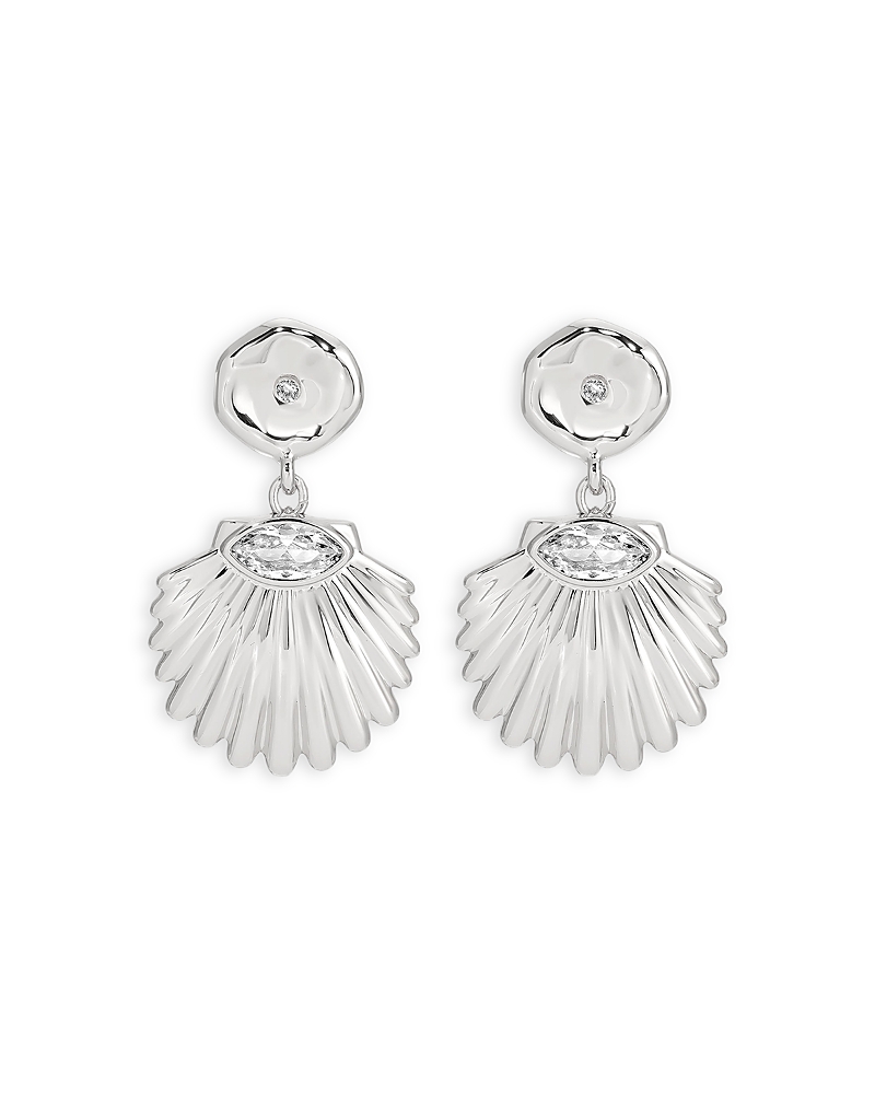 Ettika Santorini Cubic Zirconia Shell Drop Earrings In Metallic