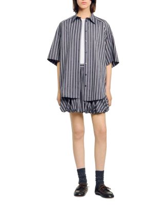 Oversized Striped Rhinestone Shirt
