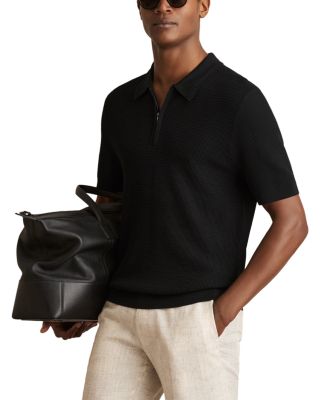 REISS - Textured Quarter Zip Polo Shirt