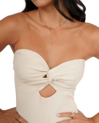 Santorini Cubic Zirconia Shell Lariat Necklace, 15"-18"