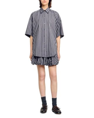 Oversized Striped Rhinestone Shirt