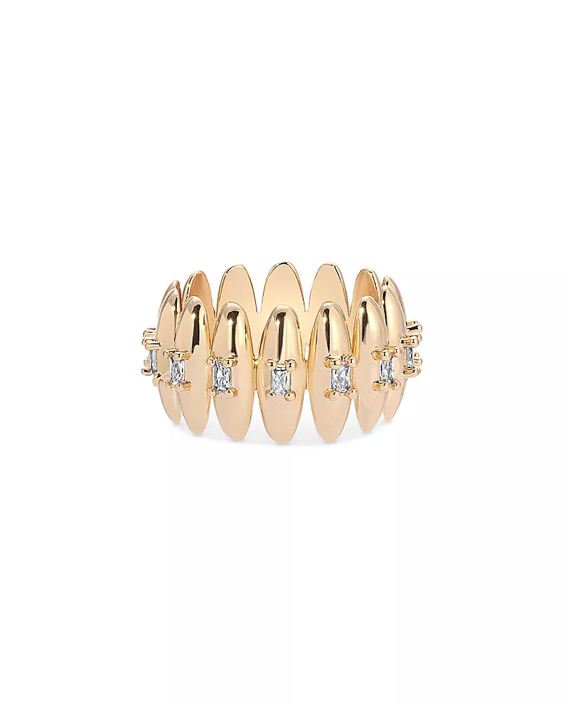 Ettika Baguette Crystal Oval Dome Band Ring