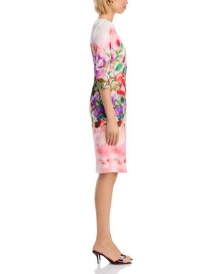 Scuba Floral Three Quarter Sleeve Dress